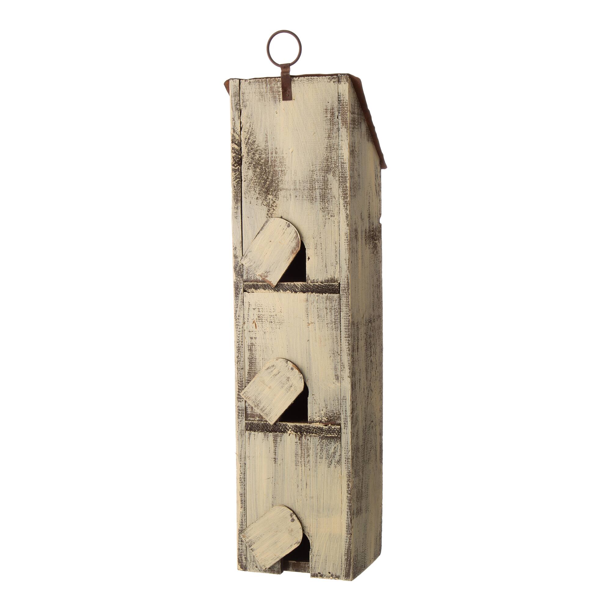 Glitzhome® Tall 3-Tier Distressed Wood Bird House